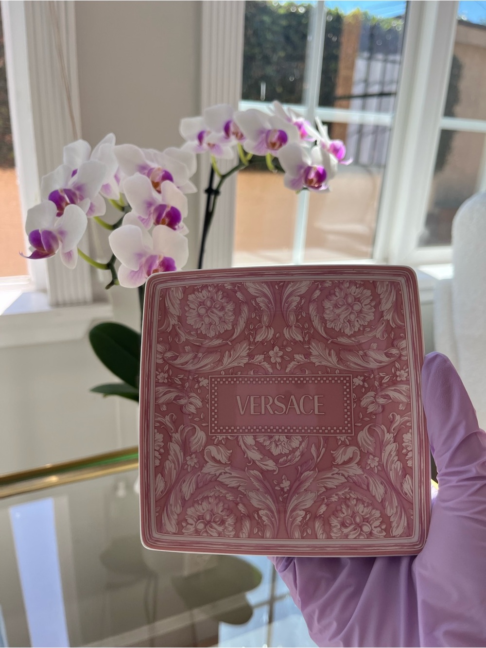 VERSACE x Rosenthal Borocco Rose Pink Baroque Ceramic Tray - Picture 5 of 6